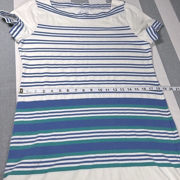 Nautical Breton Stripe Cotton Shift Dress Boat Neck Coastal Preppy XL - Picture 5 of 11